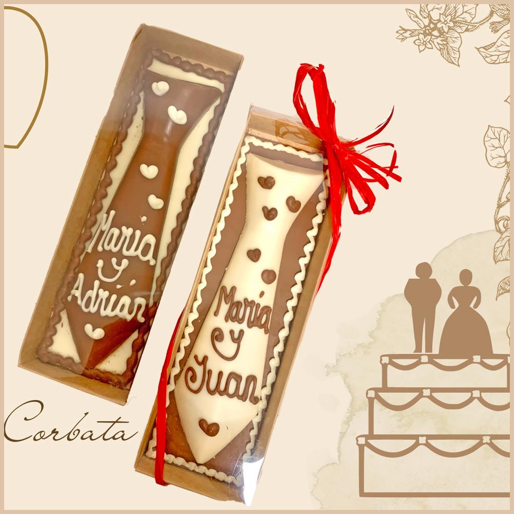 CAJA CON CORBATA DE CHOCOLATE PERSONALIAZADO